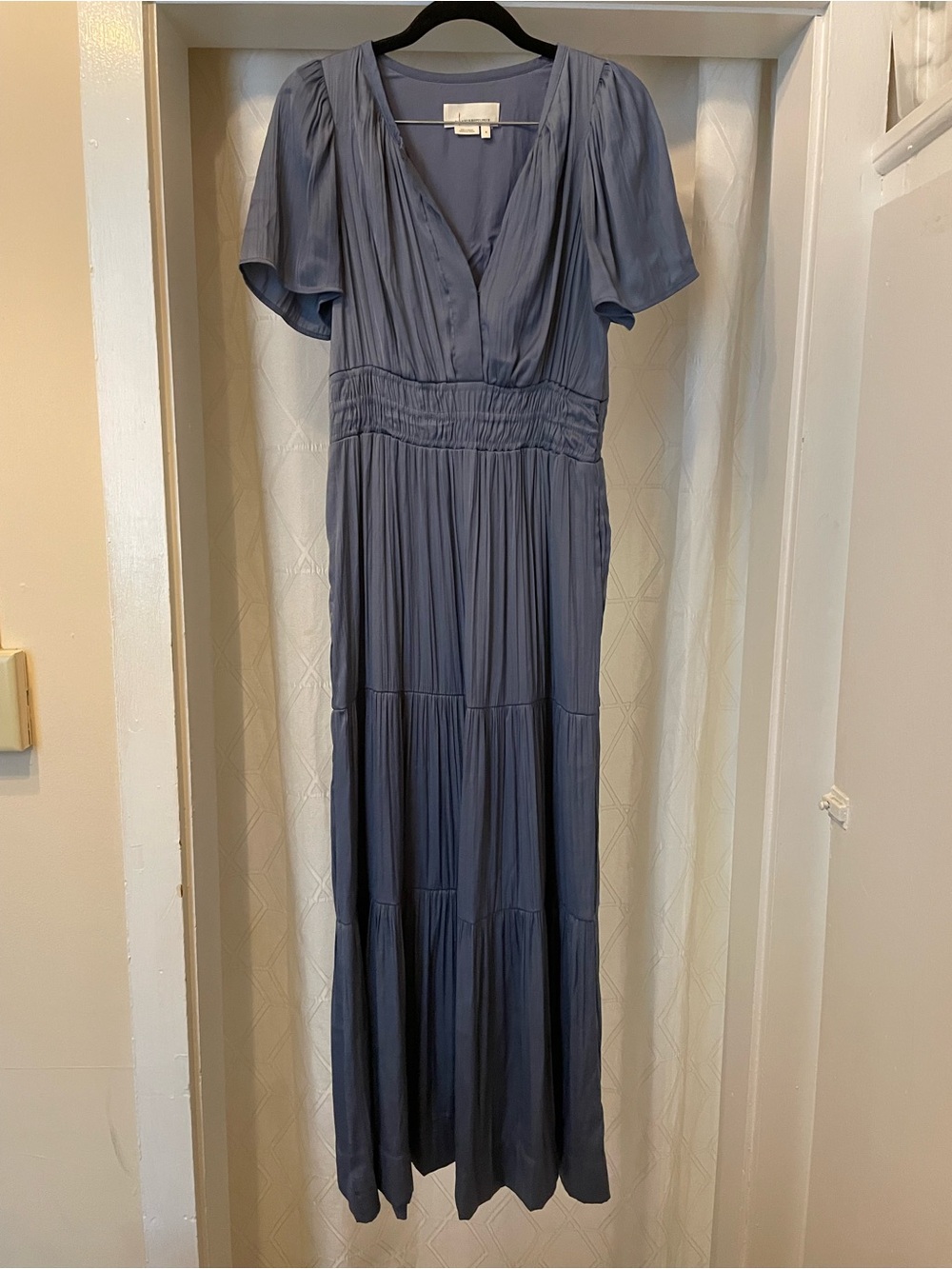 Anthropologie Dusty Blue Somerset Tiered Smocked-Waist Maxi Dress - Picture 5 of 7